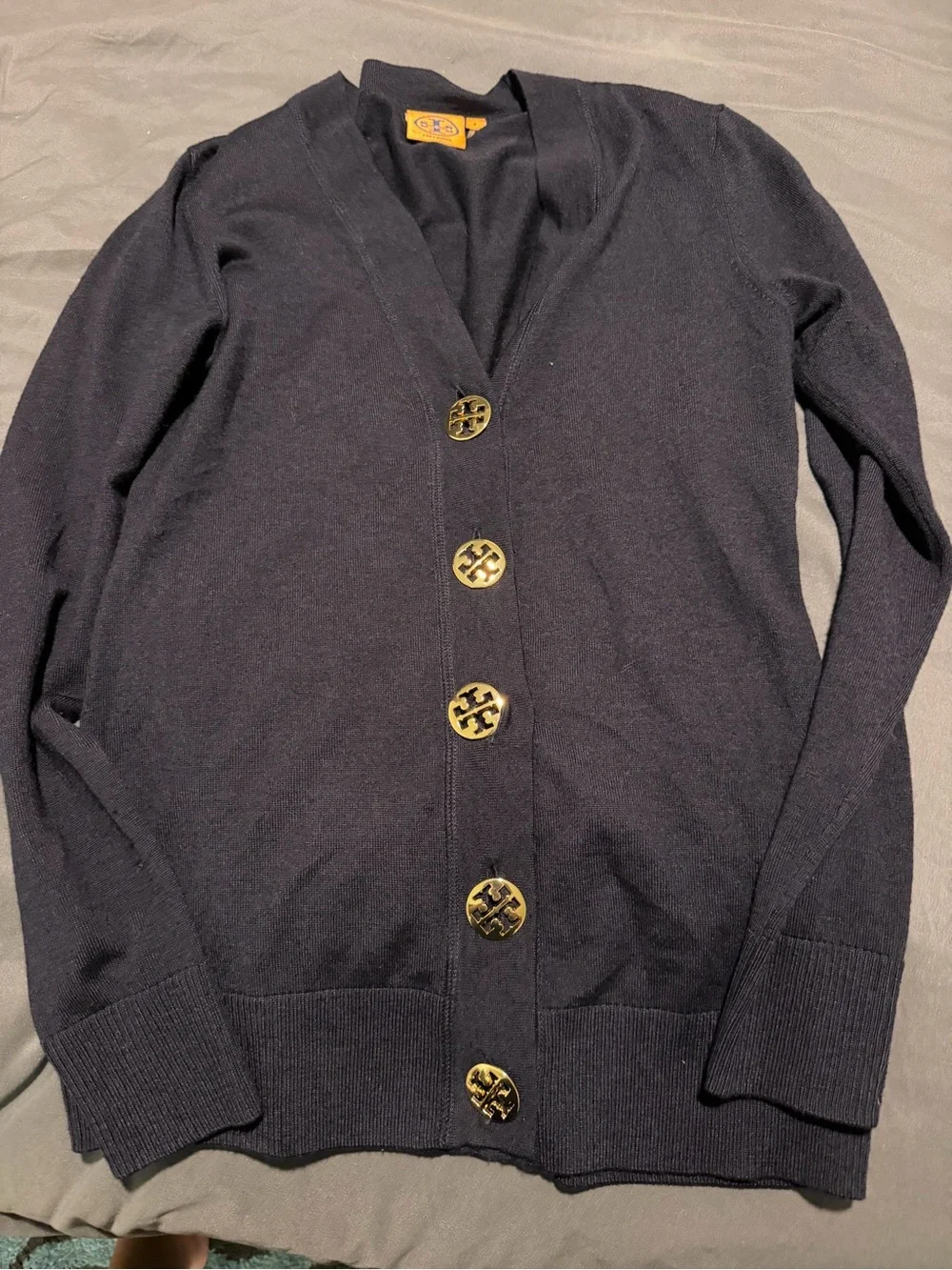 Tory Burch Black Cardigan with Gold Buttons